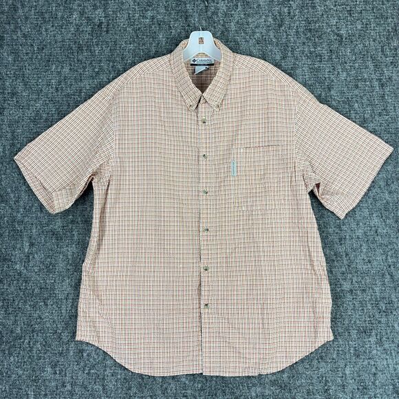 Columbia Shirt Mens Extra Large Brown Plaid‎ Button-Up Short Sleeve Camping - Picture 1 of 8